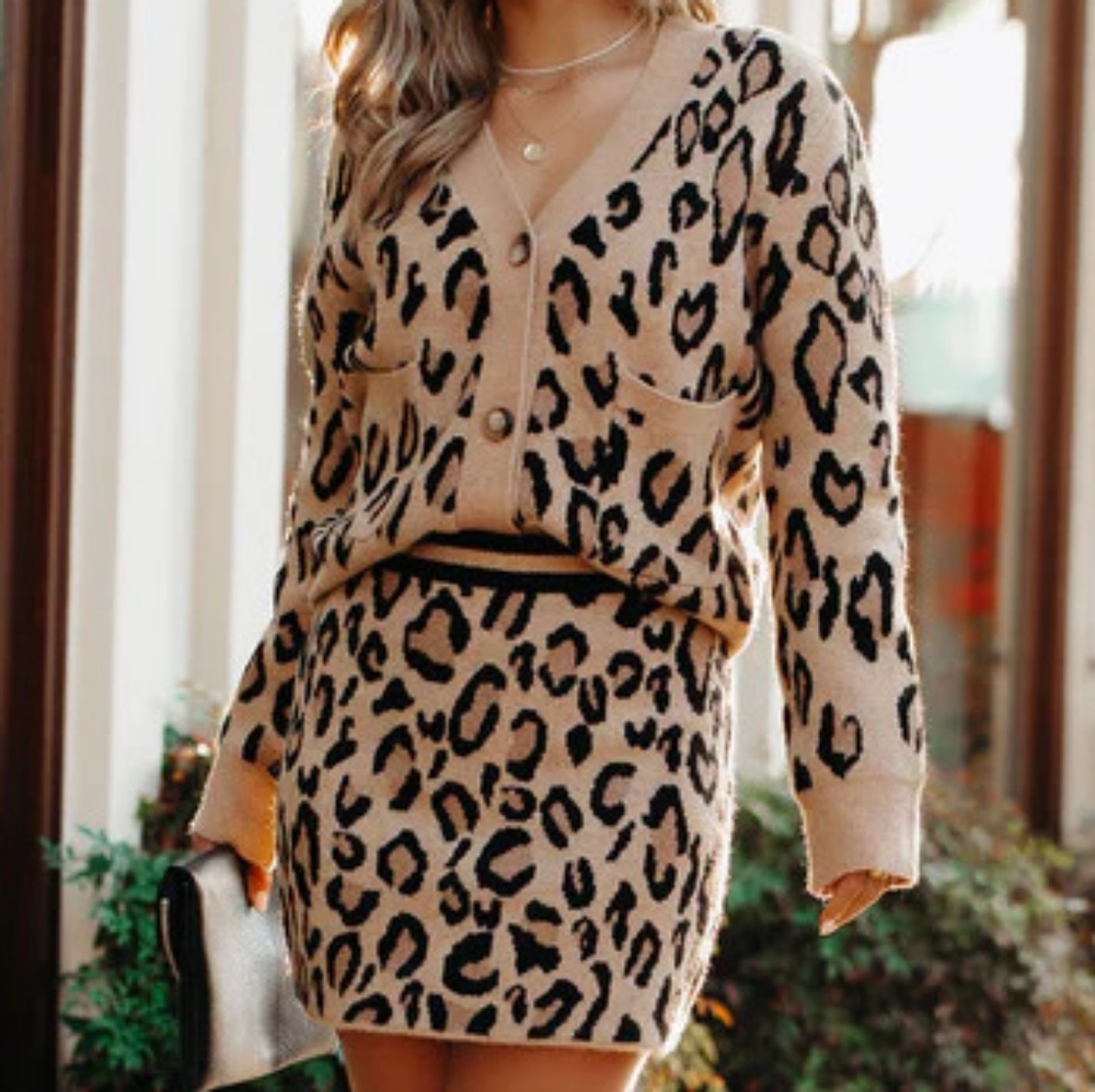 Vici Collection leopard Sweater/Skirt 2 pc